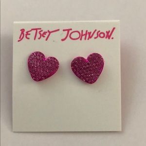 ❌SOLD❌ Betsey Johnson Hot Pink Pave Heart Earrings